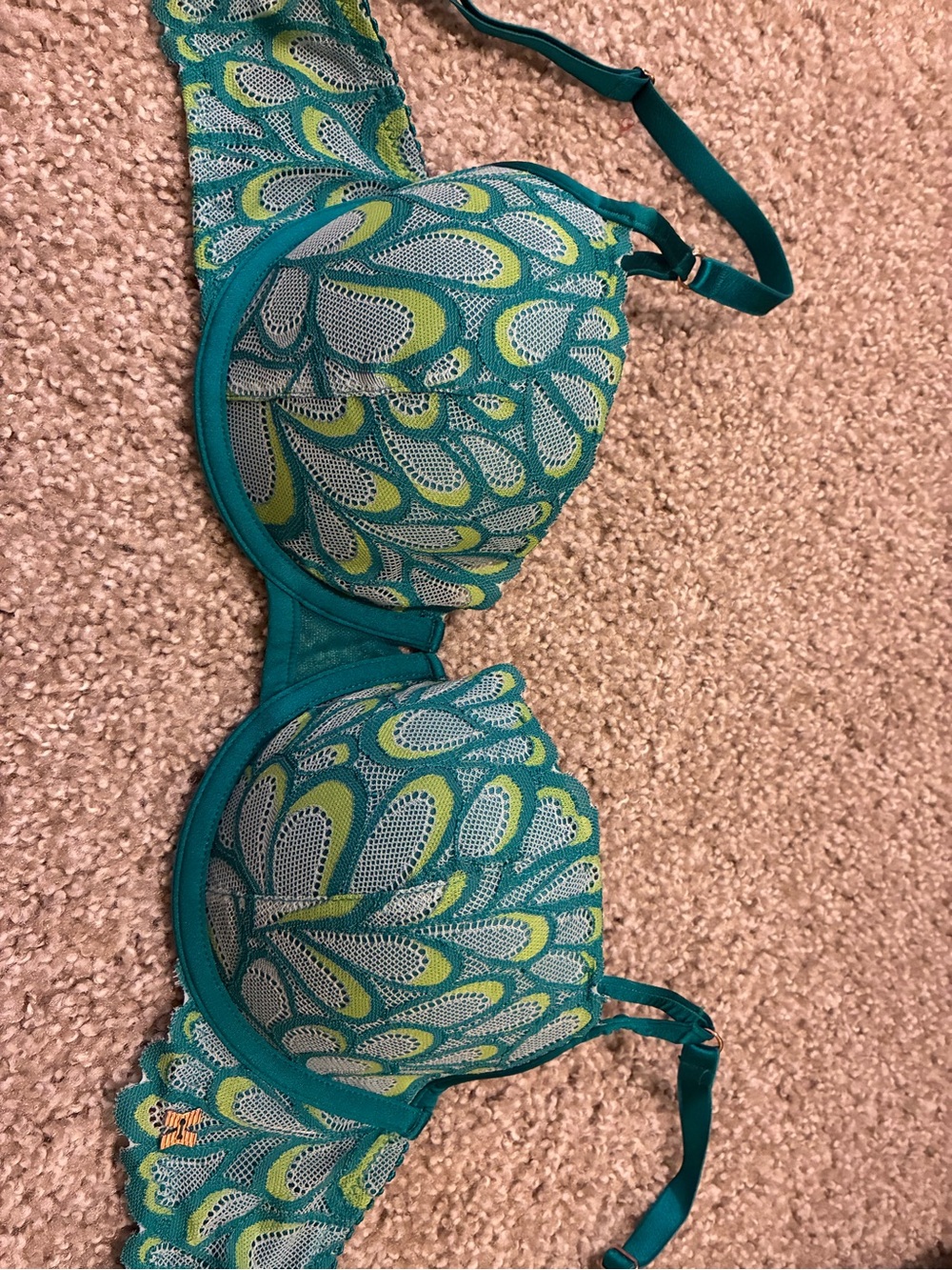 Savage X Fenty Teal & Lime Lace Underwire Bra